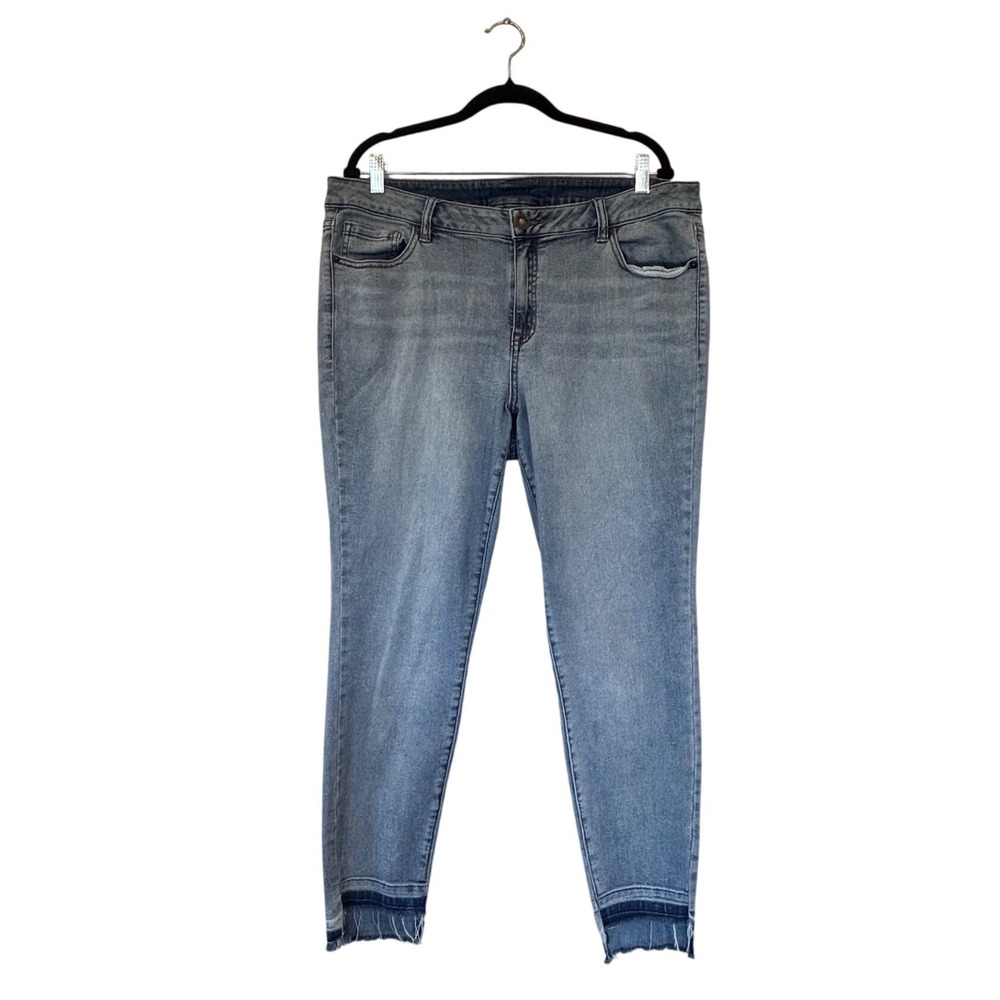 Venezia Lane Bryant Skinny Jeans Womens 18 Light Wash Released Raw Hem Blue